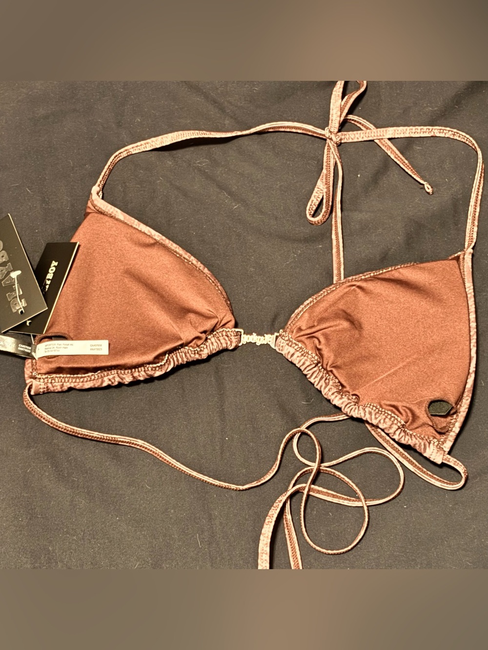 Playboy Snakeskin Pattern Rhinestone Bikini Top - Picture 4 of 8